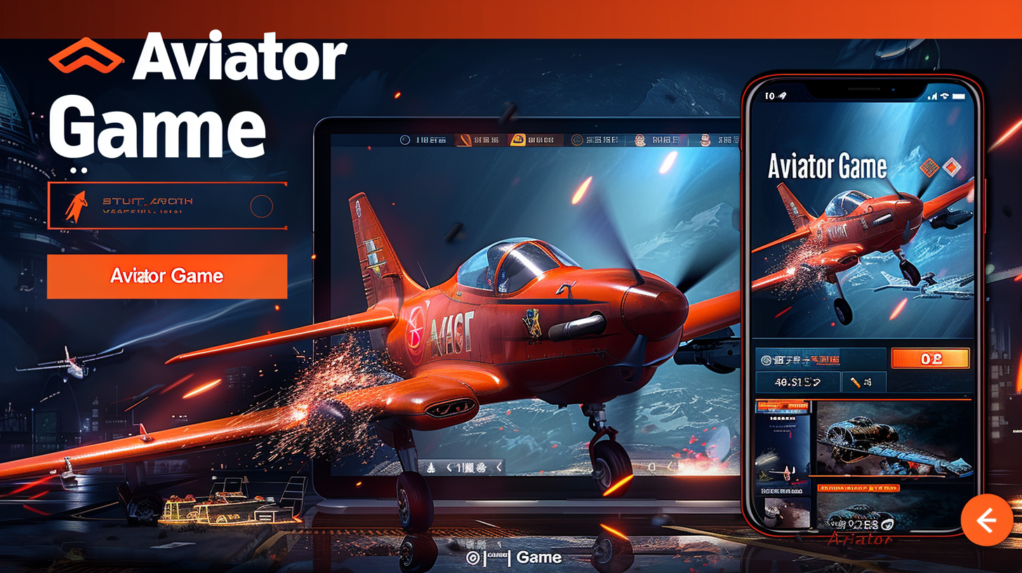 A promotional image for the Aviator Game on dkvip, featuring a red propeller plane on an airfield with the game's user interface shown on both a tablet and a smartphone screen.